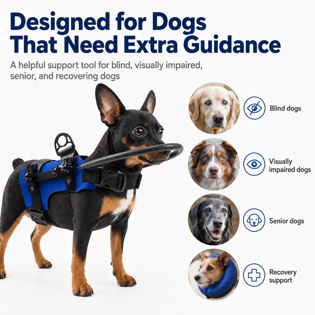 Ortekor Adjustable Dog Bumper Ring Harness for Safer Home Walking - Helps Blind & Senior Dogs Avoid Wall & Furniture Bumps