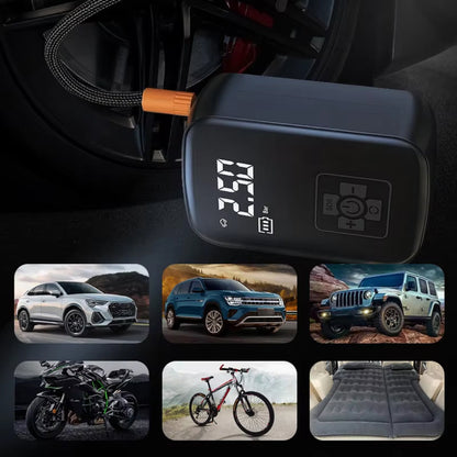 Portable Electric Tire Inflator with Auto Shutoff & Digital Gauge for Car, Bike, Ball – Compact Rechargeable Air Pump 150 PSI LED Light