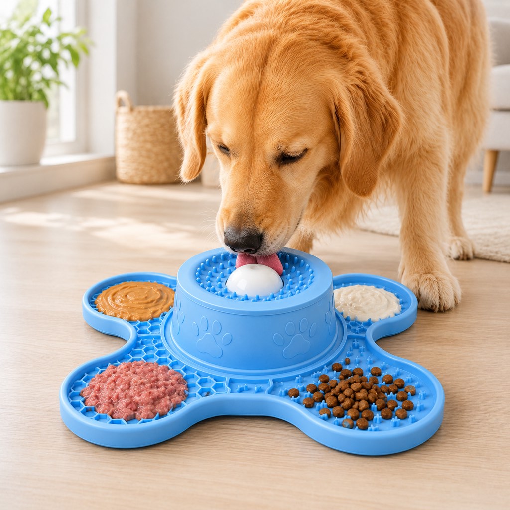 Ortekor 3-in-1 Dog Lick Mat & Slow Feeder Bowl for Bath Time, Grooming & Home Alone - Helps Slow Fast Eating and Keep Pets Busy