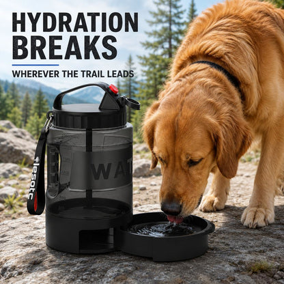 Ortekor 2.2L Portable Dog Travel Water Bottle with Pull-Out Bowl - Fewer Refills for Hiking, Camping & Road Trips