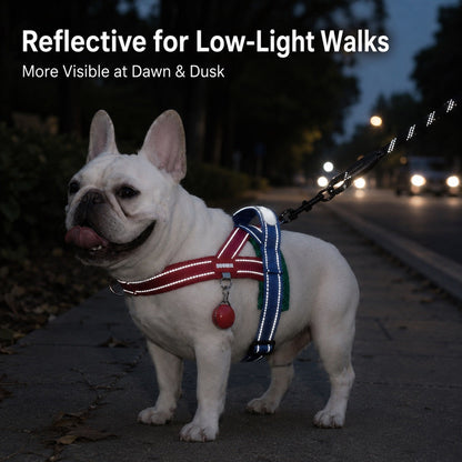 Ortekor No-Choke French Bulldog Harness & Leash Set for Daily Walks - Reflective, Easy-Control Fit for Broad-Chest Dogs