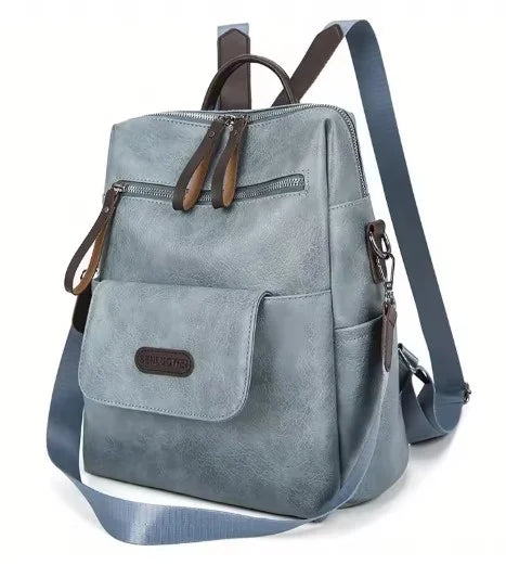 Convertible Faux Leather Backpack Purse for Women – Zip-Around Multi-Pocket Shoulder Bag Daypack for Work Travel School Everyday