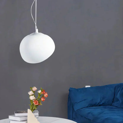 Organic Frosted Glass Flush Mount Ceiling Light White 18.5 in for Bedroom Living Room Dining Room Hallway Scandinavian Modern Ambient Lighti
