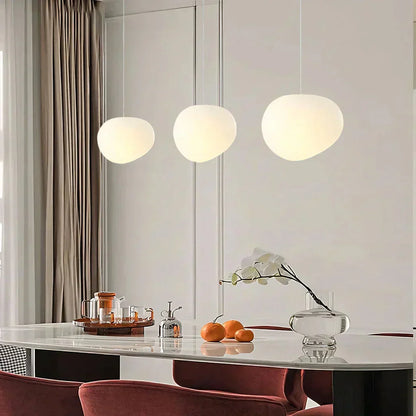Organic Frosted Glass Flush Mount Ceiling Light White 18.5 in for Bedroom Living Room Dining Room Hallway Scandinavian Modern Ambient Lighti