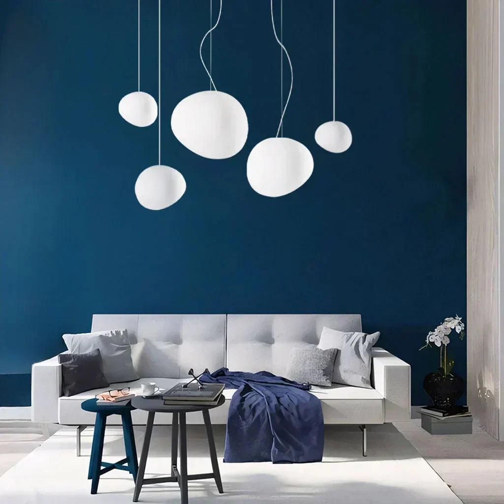 Organic Frosted Glass Flush Mount Ceiling Light White 18.5 in for Bedroom Living Room Dining Room Hallway Scandinavian Modern Ambient Lighti