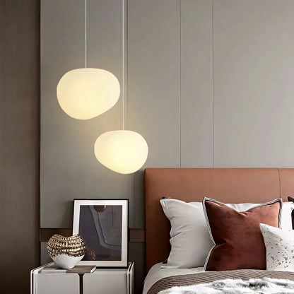 Organic Frosted Glass Flush Mount Ceiling Light White 18.5 in for Bedroom Living Room Dining Room Hallway Scandinavian Modern Ambient Lighti