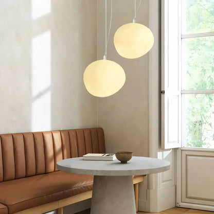 Organic Frosted Glass Flush Mount Ceiling Light White 18.5 in for Bedroom Living Room Dining Room Hallway Scandinavian Modern Ambient Lighti