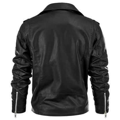Men's Faux Leather Moto Jacket with Zip Front – Classic Black Biker Style for Everyday Wear – Water-Resistant Coat for Fall, Winter & Spring