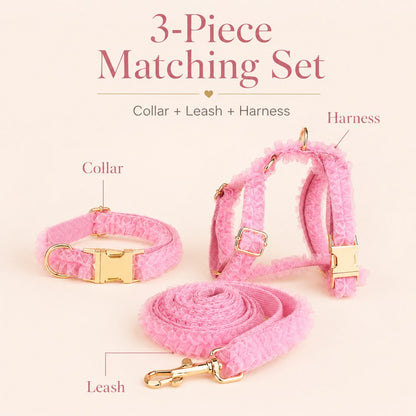 Ortekor Boutique Lace Dog Harness, Collar & Leash Set for Birthday Photos & Daily Walks - 3-Piece Ruffle Walking Set
