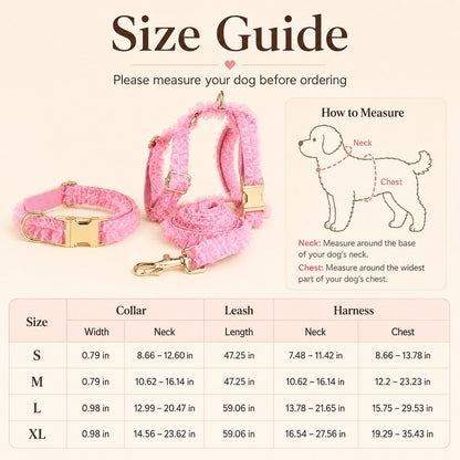 Ortekor Boutique Lace Dog Harness, Collar & Leash Set for Birthday Photos & Daily Walks - 3-Piece Ruffle Walking Set