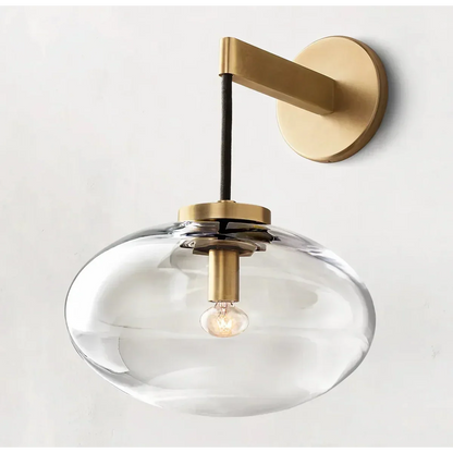 Aplique de pared de cristal ámbar con acabado en cobre de 10.6 pulgadas para dormitorio, pasillo y sala de estar, iluminación decorativa moderna de montaje en pared