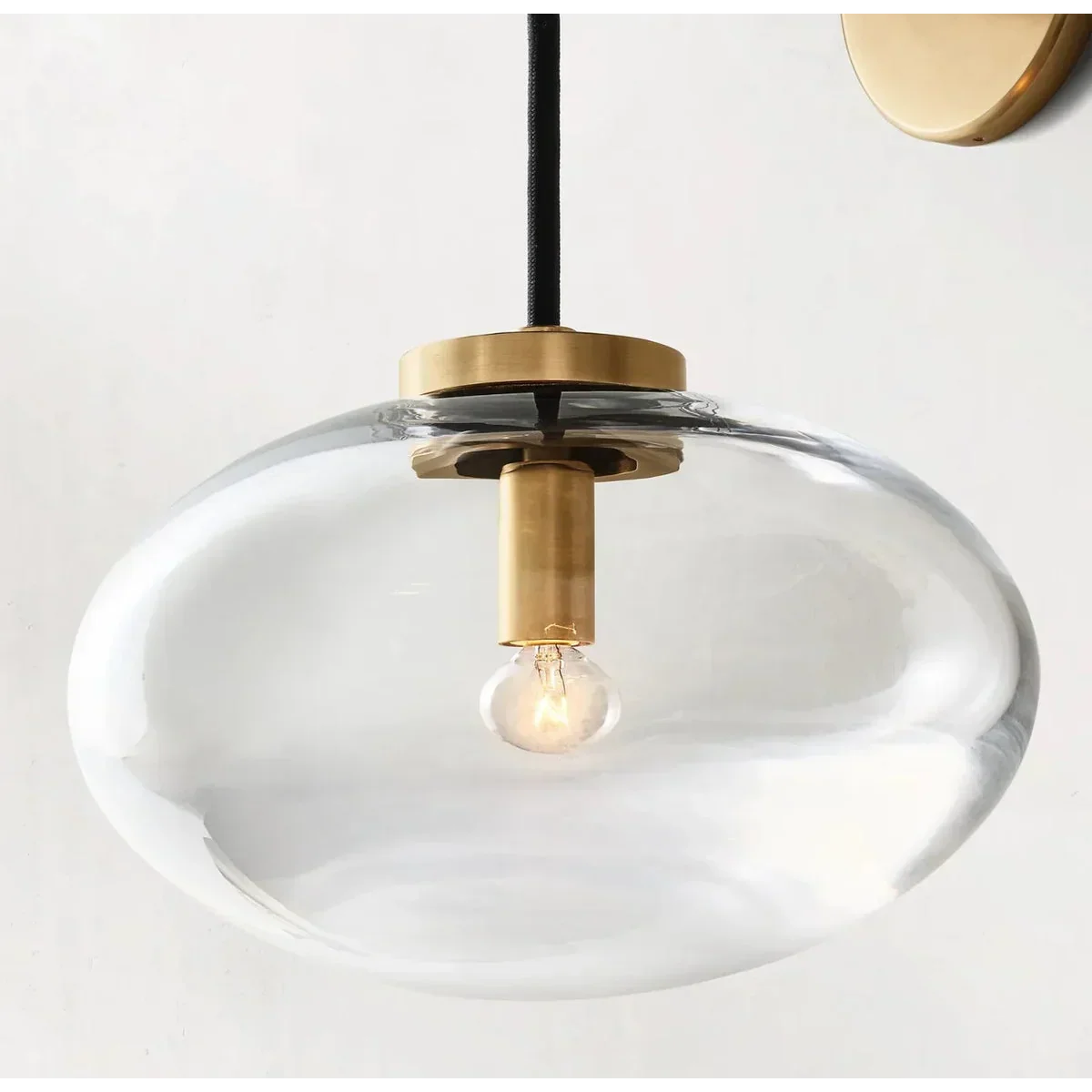 Aplique de pared de cristal ámbar con acabado en cobre de 10.6 pulgadas para dormitorio, pasillo y sala de estar, iluminación decorativa moderna de montaje en pared
