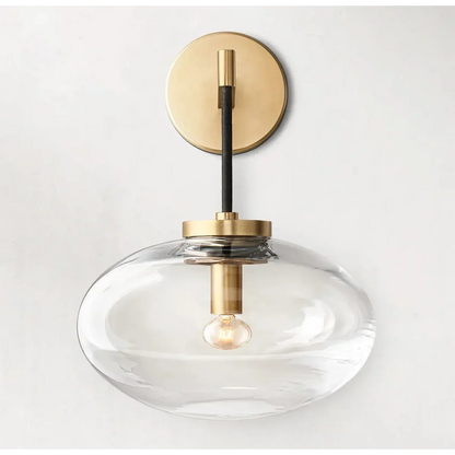 Aplique de pared de cristal ámbar con acabado en cobre de 10.6 pulgadas para dormitorio, pasillo y sala de estar, iluminación decorativa moderna de montaje en pared