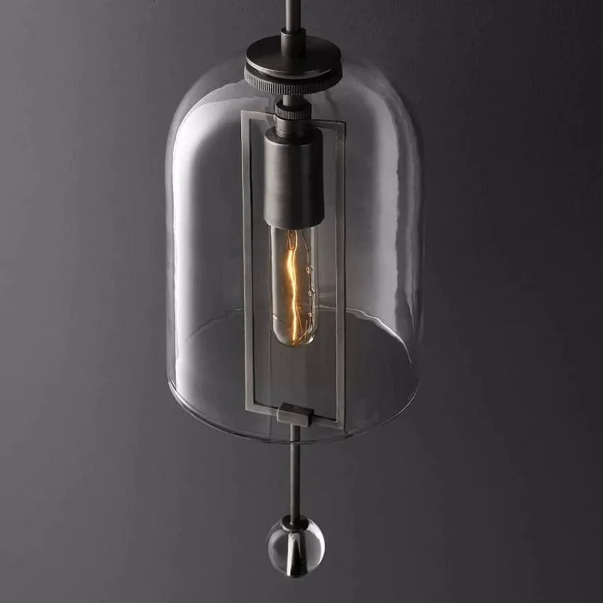 Glass Bell Sconce 23 Inch Tall Clear Shade Copper Metal Frame Wall Light for Bedroom Hallway Modern Ambient Lighting Fixture for Entryway Li