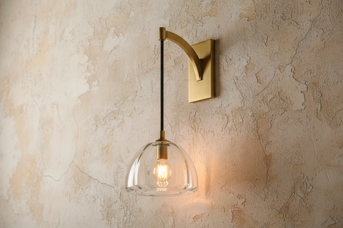 Glass Shade Sconce Light 16 in Copper Arm for Bedroom Hallway Ambient Lighting Fixture Brass Black Metal Industrial Style Wall Mount