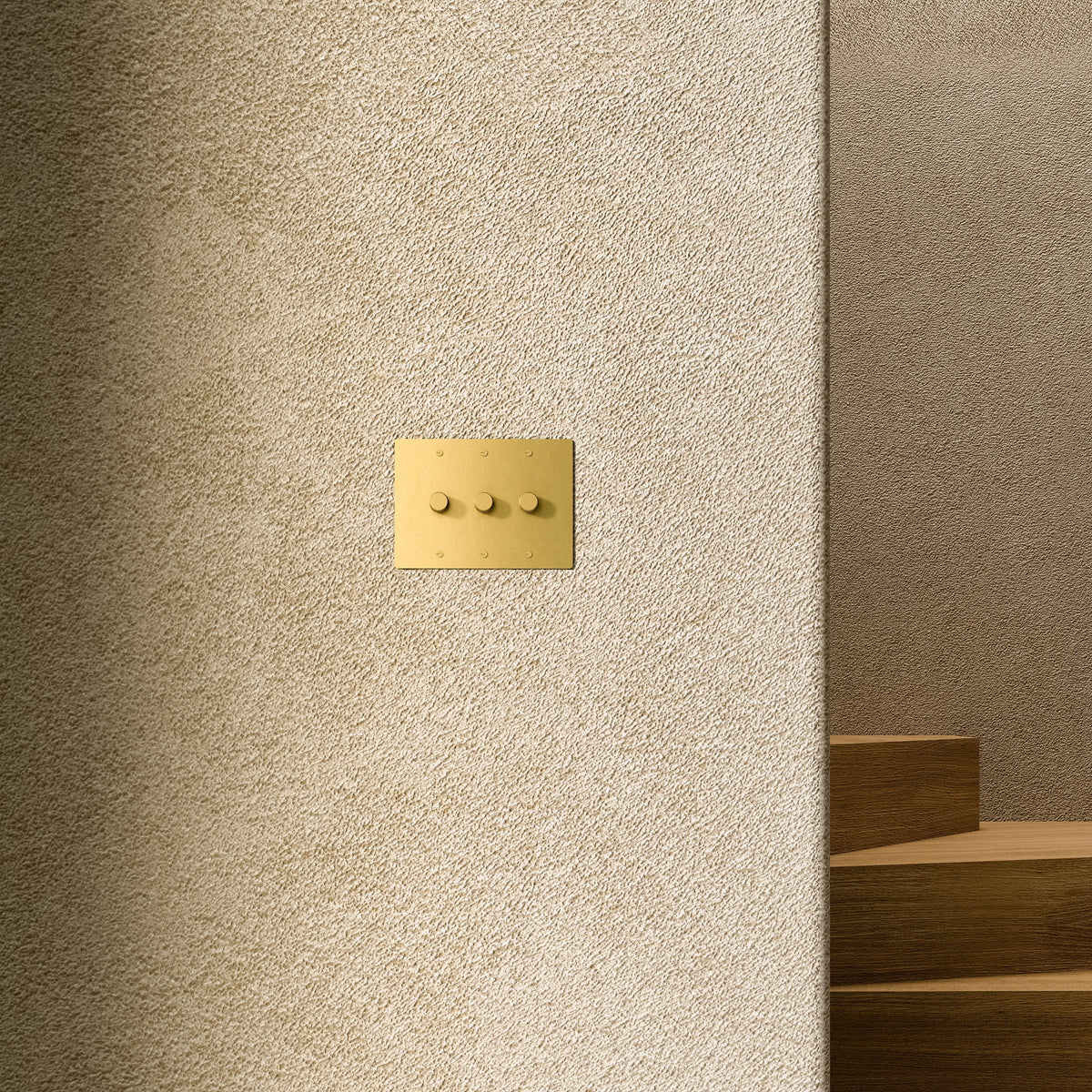 Rotary Light Dimmer Switch with Brass Knob for Stepless Brightness Adjustment in Living Room Bedroom Hallway Contemporary Wall-Mounted Panel
