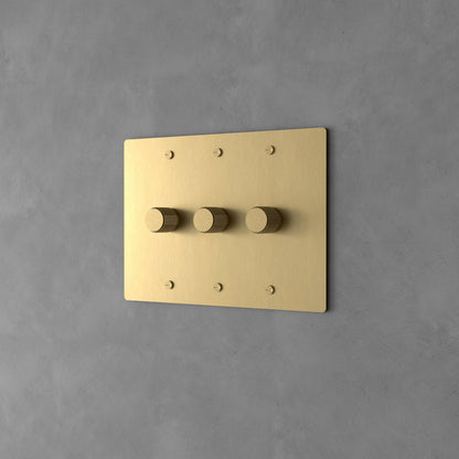Rotary Light Dimmer Switch with Brass Knob for Stepless Brightness Adjustment in Living Room Bedroom Hallway Contemporary Wall-Mounted Panel