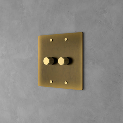 Rotary Light Dimmer Switch with Brass Knob for Stepless Brightness Adjustment in Living Room Bedroom Hallway Contemporary Wall-Mounted Panel