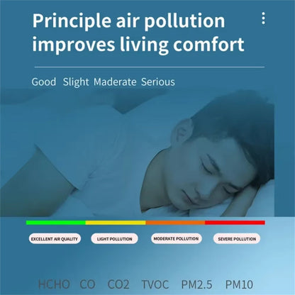 Monitor de calidad del aire interior 6 en 1 con seguimiento en tiempo real de CO2, PM2.5, TVOC, temperatura y humedad para el hogar, la oficina y el dormitorio