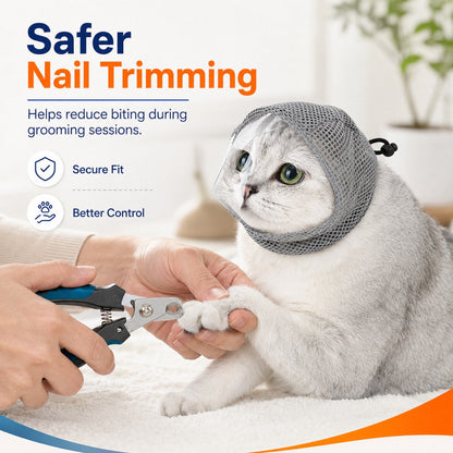 Ortekor Breathable Cat Grooming Muzzle for Bathing & Nail Trimming - Helps Reduce Bites During Cat Care