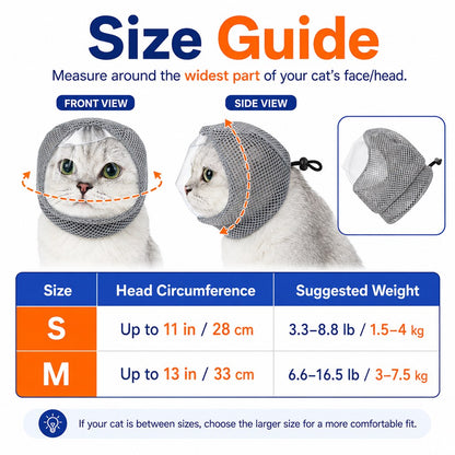 Ortekor Breathable Cat Grooming Muzzle for Bathing & Nail Trimming - Helps Reduce Bites During Cat Care