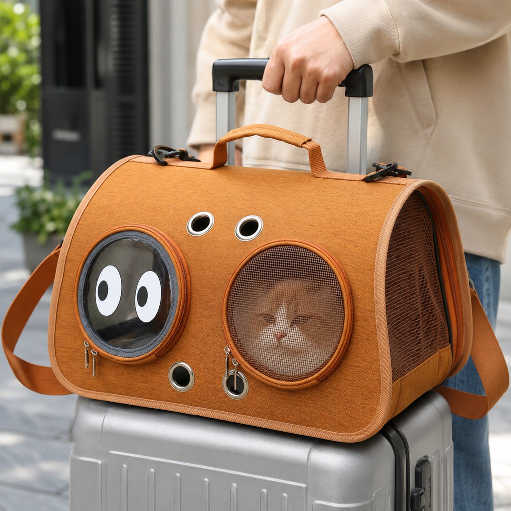 Ortekor Breathable Cat Travel Carrier for Road Trips & Vet Visits - Structured Foldable Soft-Sided Pet Bag