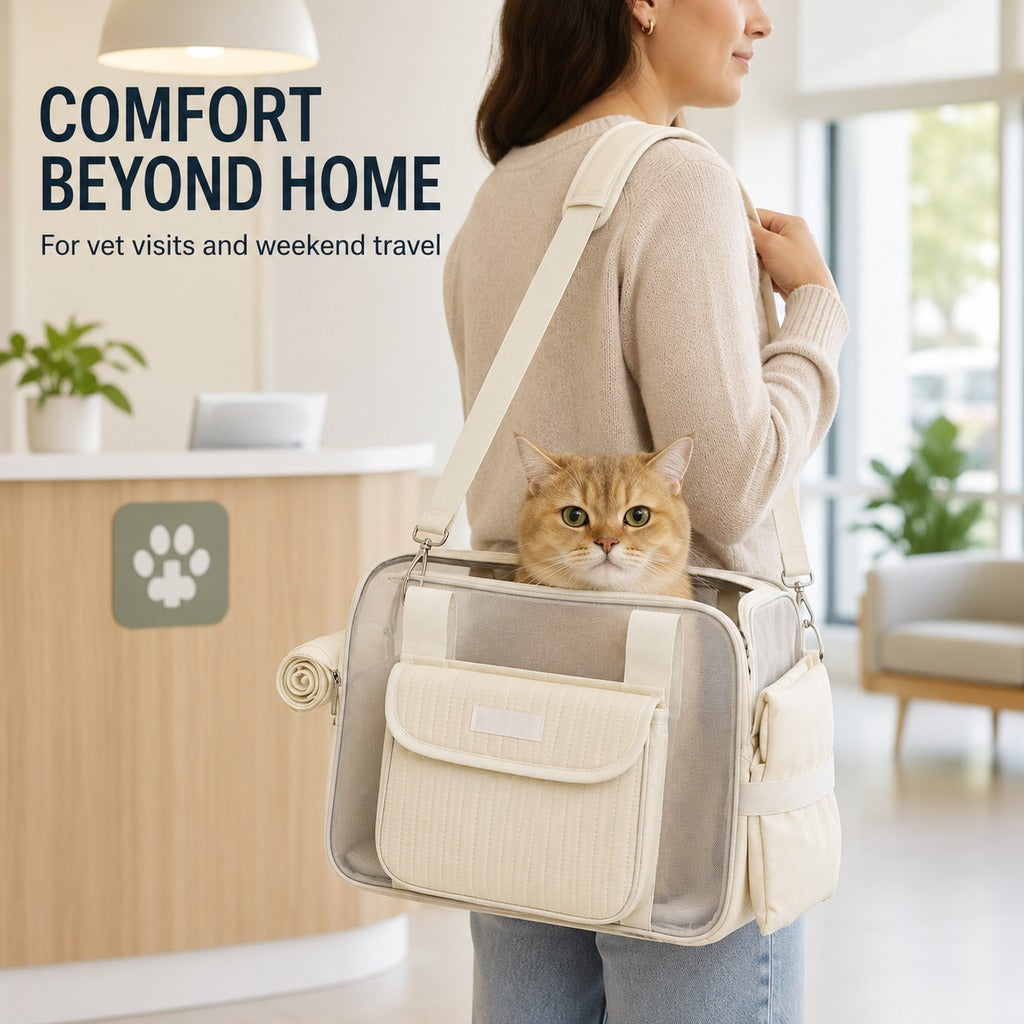 Ortekor Breathable Mesh Pet Carrier Tote for Cats & Small Dogs - Comfortable Travel Bag for Cafes, Vet Visits & Daily Outings