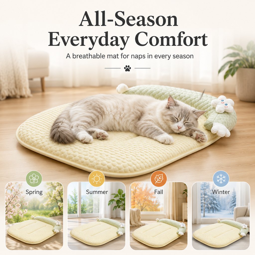 Ortekor Breathable Pet Sofa Mat for Sunny Window Naps & Hard Floors - Soft Bolster Lounger for Cats & Dogs
