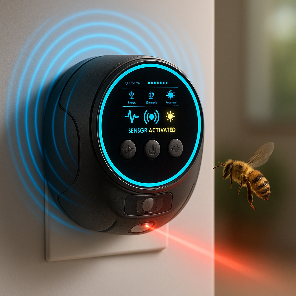 360-Degree Ultrasonic Insect Repeller for Patios, Decks & Outdoor Spaces – Chemical-Free Flying Bug Control for Yards & Porches