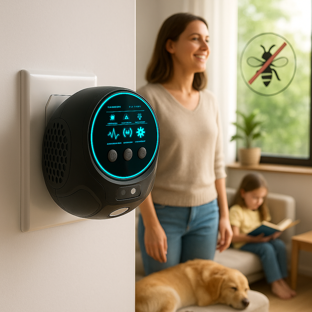 360-Degree Ultrasonic Insect Repeller for Patios, Decks & Outdoor Spaces – Chemical-Free Flying Bug Control for Yards & Porches