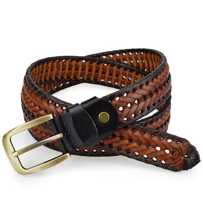 Woven Genuine Cowhide Strap with Durable Water-Resistant Finish for Men & Women | Classic Braided Design for Jeans & Casual Wear