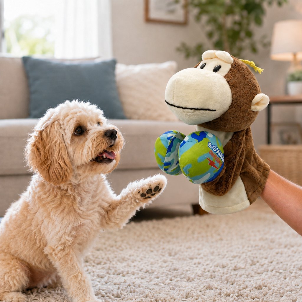 Ortekor Interactive Boxing Pet Puppet for Indoor Play – Squeeze-to-Punch Sound Toy for Bored Dogs & Cats