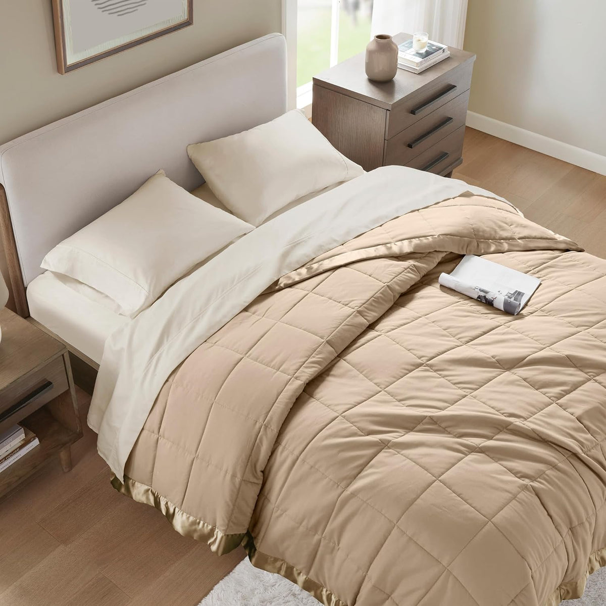 Colección Windom | Manta de plumón alternativo con tratamiento que absorbe la humedad | Cubrecama ligero y suave para todas las estaciones, ribete de satén