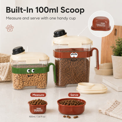 Ortekor Sealed Pet Food Storage Container with Scoop for Cats & Dogs - Easy, Mess-Free Daily Feeding