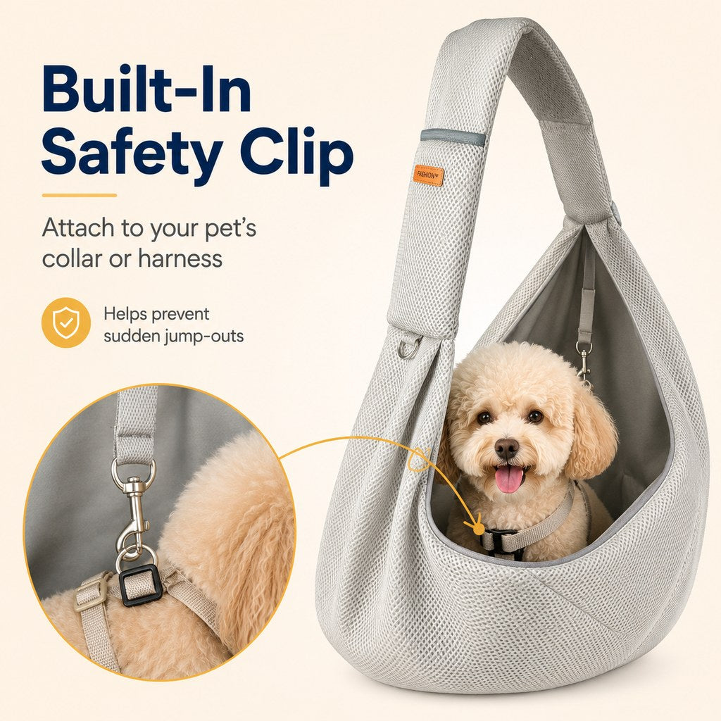 Ortekor Crossbody Pet Sling Carrier for Small Dogs & Cats - Breathable Hands-Free Travel Bag for Walks, Errands & Vet Visits