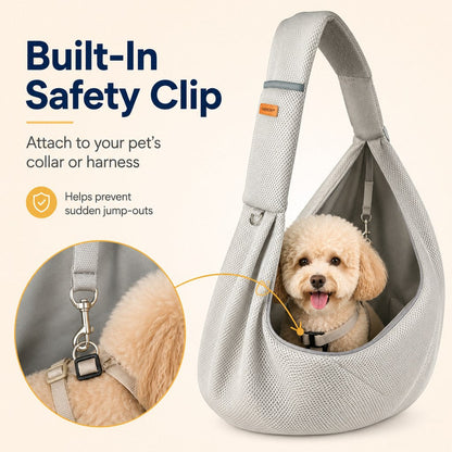 Ortekor Crossbody Pet Sling Carrier for Small Dogs & Cats - Breathable Hands-Free Travel Bag for Walks, Errands & Vet Visits