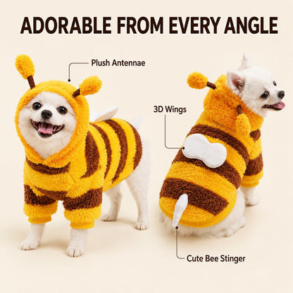 Ortekor Bumblebee Dog Costume for Small Dogs - Warm Plush Winter Outfit for Halloween, Photos & Chilly Days