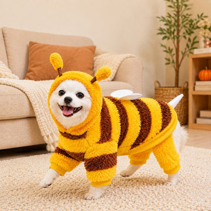 Ortekor Bumblebee Dog Costume for Small Dogs - Warm Plush Winter Outfit for Halloween, Photos & Chilly Days