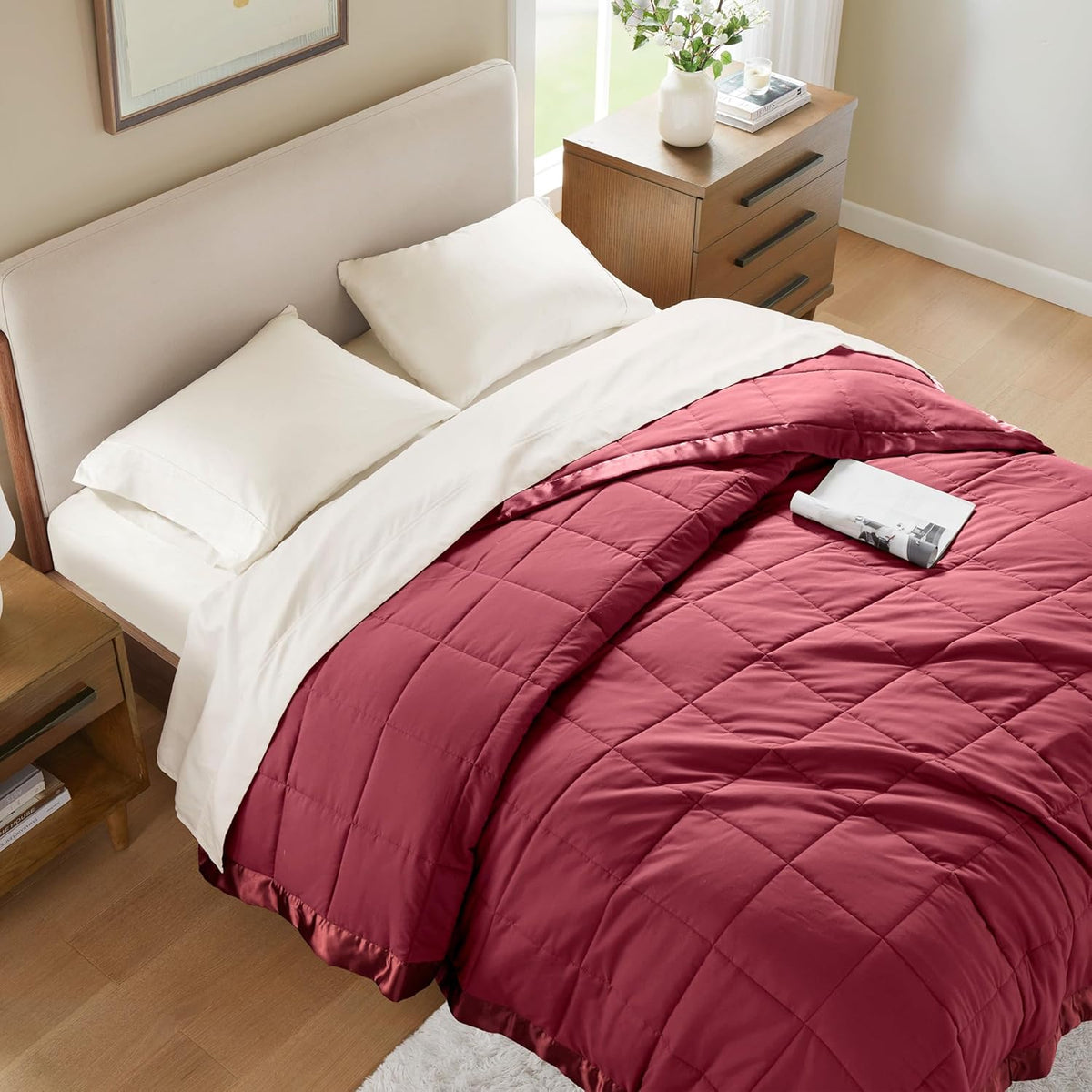 Colección Windom | Manta de plumón alternativo con tratamiento que absorbe la humedad | Cubrecama ligero y suave para todas las estaciones, ribete de satén
