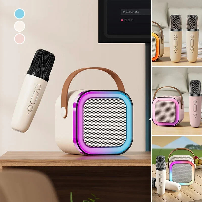 Máquina de karaoke infantil Bluetooth con dos micrófonos inalámbricos