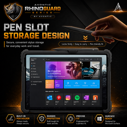 Rugged Protective Case for Microsoft Surface Pro & Go — Fitted Shell with Optional Shoulder Strap
