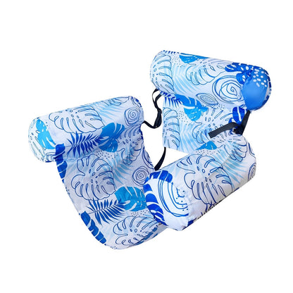 Inflatable Swimming Hammock Float for Adults – Mesh Pool Lounger with Tropical Leaf Print for Lakes, Beaches & Backyard Pools