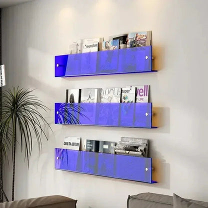 Vinyl Record Holder Wall Rack Magazine Organizer Shelf for Living Room Books Newspapers Home Office Storage Clear Acrylic Display Mount