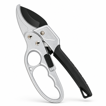 Ratchet Pruning Shears with SK5 Steel Blade & Non-Slip Ergonomic Handle for Garden Pruning