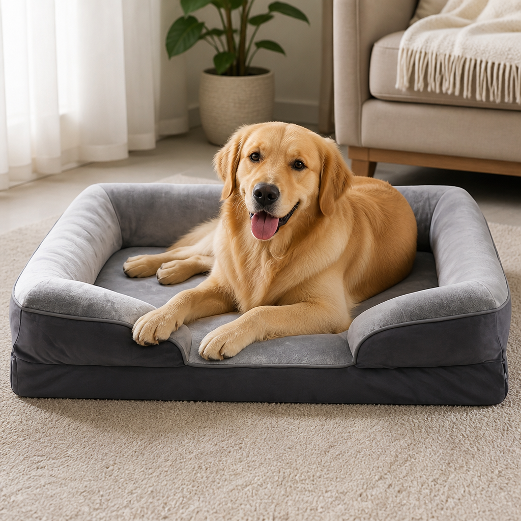 Ortekor Orthopedic Support Foam & Anti-Skid Bottom Dog Bed (Detachable Cover)