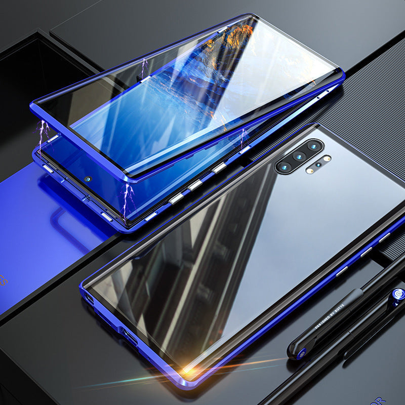 Tempered Glass Magnetic Phone Case for Samsung Galaxy – Double-Sided Shockproof Protection with Metal Frame & Auto-Lock Design