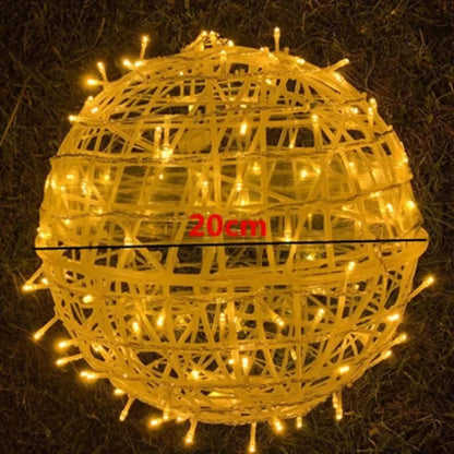 Esfera de luz LED tejida de 8 pulgadas, resistente a la intemperie, colgante para exteriores, ideal para patios, jardines, terrazas y fiestas, conectable, luz ambiental