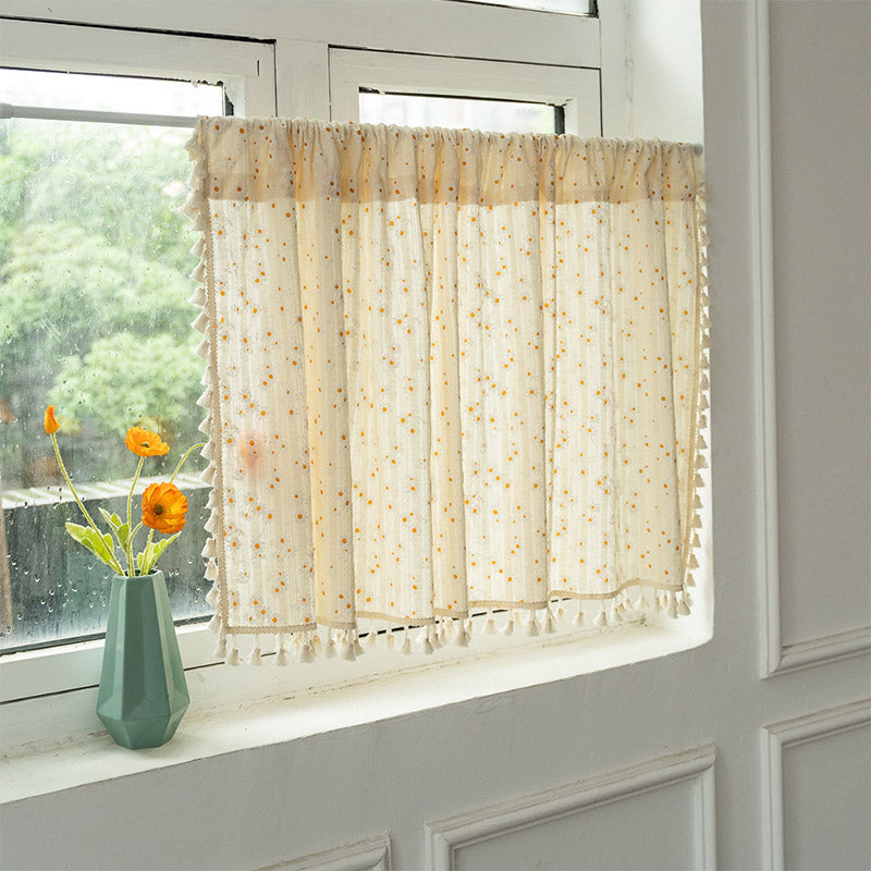 Cortina Opaline - Algodón y lino, estampado de margaritas beige