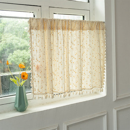 Cortina Opaline - Algodón y lino, estampado de margaritas beige