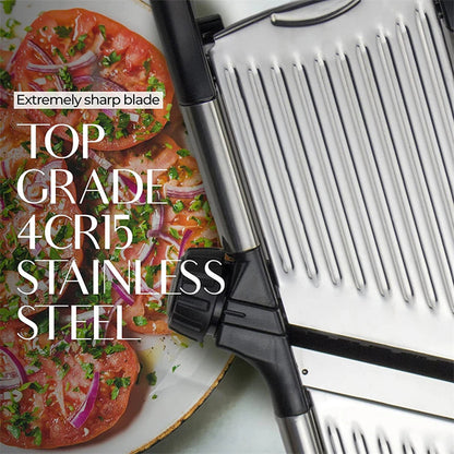Adjustable Vegetable Slicer with 6 Thickness Settings & Safety Guard for Potatoes, Cucumbers, Carrots